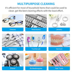 900ml 220V EU Plug Household Digital Ultrasonic Cleaner 30W/60W Stainless Steel Bath Degas Ultrasound Washing for Watche Jewelry