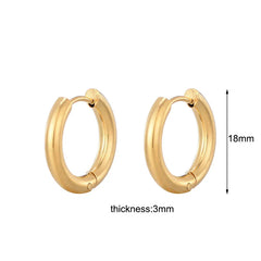 Classic Stainless Steel Hoop Earrings For Women Men Heart Star Oval Rectangle Round Triangle Gold Color Punk Hip Hop Jewelry