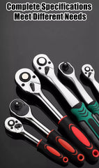24/72 Tooth Quick Ratchet Wrench 1/2 1/4 3/8 3 Size Flying Wrenches Two-way Socket Wrench Repair Tools for for Vehicle Bicycle