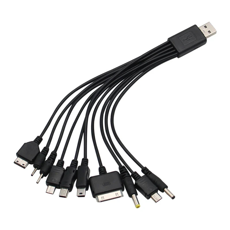 10In1 USB to Multi-ports USB Cable Universal Phone Charging Cable Multi-head Charging Cable Cord For Samsung Nokia Phone Charger