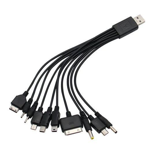 10In1 USB to Multi-ports USB Cable Universal Phone Charging Cable Multi-head Charging Cable Cord For Samsung Nokia Phone Charger