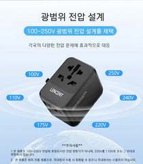 LENCENT Universal Travel Adapter with 3 USB Ports 1Type-C PD Charging All-in-one Travel Adapter EU/UK/USA/AUS Plug for Travel