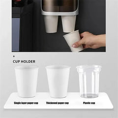 Cream Disposable Cup Holders Household Wall-Mounted Automatically Drop Punch-Free Paper Cups Dust-Proof Drinking Fountain Racks