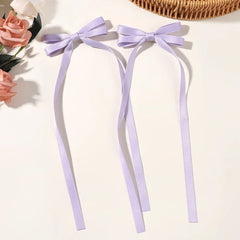 2pcs 2024 New Cute Ribbon Bow Headband Long Tassel Hair Clip Women's Hair Accessories Girls Party Headwear Side Clips Wholesale