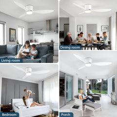 IRALAN Modern Led Ceiling Fan Without Light DC Motor 6 Speeds Fans Low Floor Loft Remote Control Lux&vitae Fan With Lights