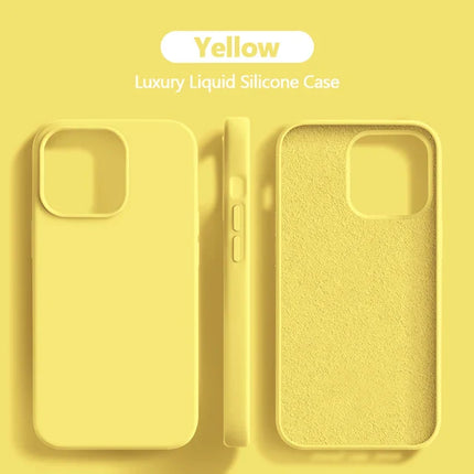 Original For iPhone 15 14 13 12 11 Pro Max Mini Case Liquid Silicone Soft Cover XR X XS 8 Plus Shockproof Protective Phone Cases