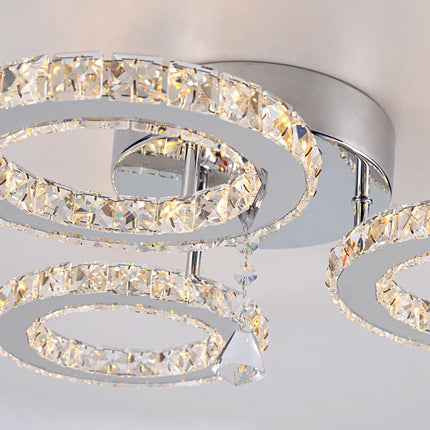 Modern K9 Crystal Led Rings Ceiling Lamp Chandelier Pendant Light Dimmable Luminaire Bedroom Living Dining Room Decor Fixture