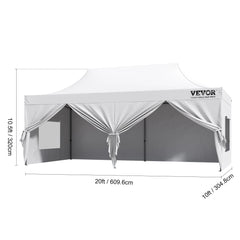 VEVOR 10x10 FT Pop up Canopy with Removable Sidewalls Portable Gazebo & Wheeled Bag  UV Resistant Waterproof Tent for Patio