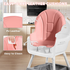 Baby High Chair, Portable Baby Dining Chairs Eat & Play Convertible High Chair with Double-Layer Dinner Plate and Toy Rack