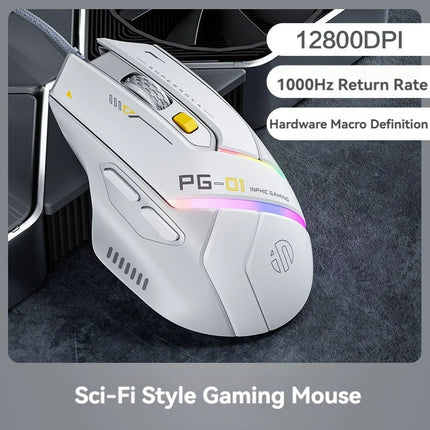 Inphic Pg1 Wired Mouse Gaming Mouse RGB Light Emitting   Macro Programming 12800DPI  6 Keys Computer Mouse For Office Home