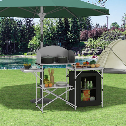 WOLTU Aluminium Foldable Camping Cabinet Travel Kitchen Cooking Storage Rack BBQ Table with Carry Bag for Outdoor  Garden Picnic