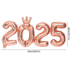 2025 Crown Number Foil Balloons Happy New Year Eve Party Decoration Photo Booth Props Supplies Christmas Home Decor Navidad 2024