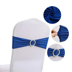10pcs High-end Hotel Wedding Decoration Butterfly Knot Backrest Flower Spandex Chair Ribbon Chair Cover Elastic Strap