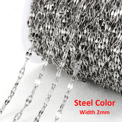 No Fade 2Meters Stainless Steel Chains for Jewelry Making DIY Necklace Bracelet Accessories Gold Chain Lips Beads Beaded Chain