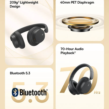 Baseus Bowie D05 Headphones Wireless Earphone Bluetooth 5.3 Headset HiFI Stereo Fones Foldable Wireless Wired Dual Use Headphone