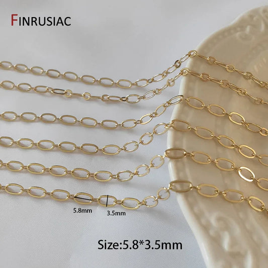 DIY Jewelry Making Chain 9 Types 14K Gold Plated Brass Metal Round Link Cable Chains For Needlework Diy Jewelry Accessories