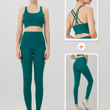 2 Piece Yoga Clothes Women's Tracksuit Athletic Wear Pilates Fitness Suit Gym Workout Push Up Clothes Sports Bra Leggings Suit