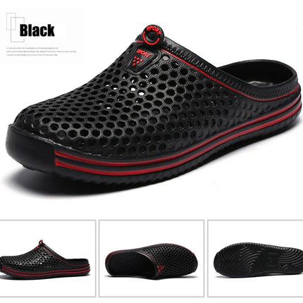 YRZL Men Summer Shoes Sandals Men's Holes Sandals Hollow Breathable Flip Flops Clogs Shoes Fashion Beach Slippers Big Size 45