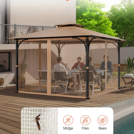 VEVOR Gazebo Netting Replacement Outdoor Garden Gazebo Ne 4-Panel Sidewall Mesh Gazebo Curtain with Double Zipper for Garden