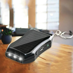 Keychain Power Bank USB External Solar 950mAH Cell Phone Backup Power Bank with 3 LED Light Charging Equipment for Hiking Travel