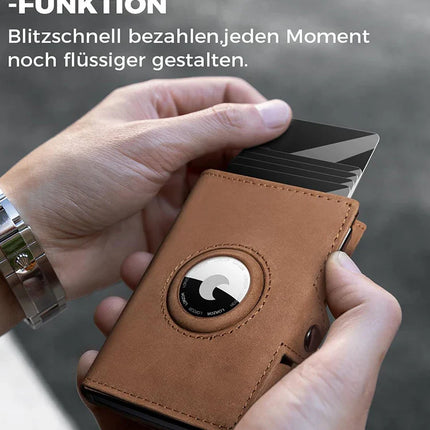 YATBEST Men's Leather Wallet With Coin Pocket AirTag Positioning Card Clip RFID Anti Magnetic Anti-Theft Card Swiping Bag