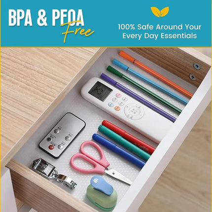 Shelf Liner for Kitchen Cabinets - Non-Slip Waterproof Drawer Liner Mat Easy Clean