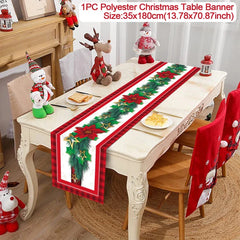 2024 Christmas Table Runners Merry Christmas Decoration for Home Tablecloth Table Cover Xmas Gifts Navidad Noel New Year 2025