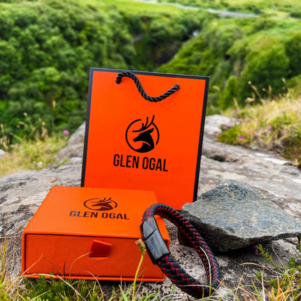 Simple Red & Black Leather Mens Bracelet