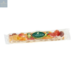 Soft almond and fruit wrapped nougat bar in display box