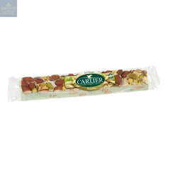 Soft almond and pistachio nougat bar in display box
