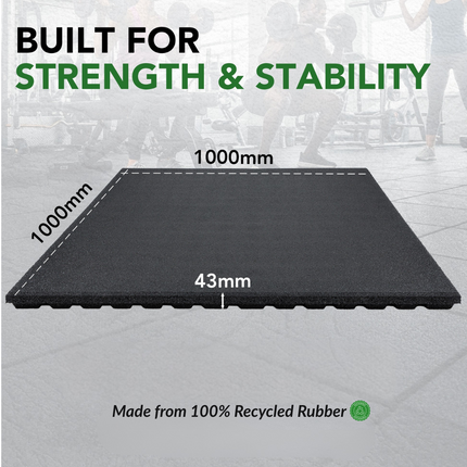 43mm PRO Anti-Shock Rubber Gym Flooring Tile