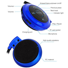 NVAHVA MP3 Player Bluetooth Headphone, Wireless Sport Headset MP3 Player With FM Radio, Stereo Earphone TF Card MP3 Max to 32GB, mini-503 Blue, mini-503 Gold, mini-503 Black, mini-503 Red