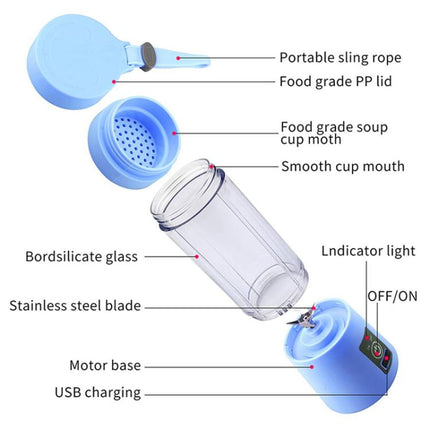 380ml 6 Blender Juicer Cup USB Rechargeable Electric Automatic Vegetable Fruit Citrus Orange Juice Maker Cup Mixer Bottle, TBD002369201A, TBD002369201B, TBD002369201C, TBD002369201D, TBD002369201E, TBD002369201F, TBD002369201G, TBD002369201H�����������...