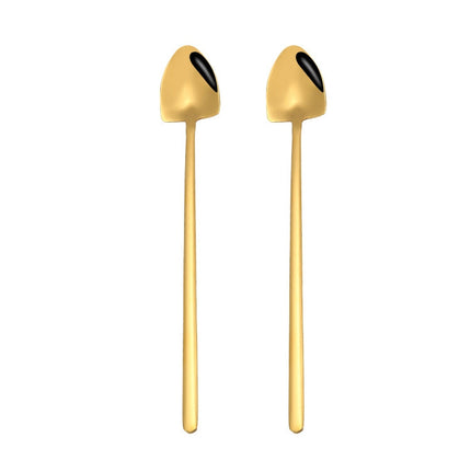 2 PCS Stainless Steel Spoon Creative Coffee Spoon Bar Ice Spoon Gold Plated Long Stirring Spoon, Pointed Spoon Silver, Square Spoon Silver, Round Spoon Gold, Pointed Spoon Gold, Square Spoon Gold, Pointed Spoon Rose Gold, Square Spoon Rose Gold