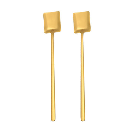 2 PCS Stainless Steel Spoon Creative Coffee Spoon Bar Ice Spoon Gold Plated Long Stirring Spoon, Pointed Spoon Silver, Square Spoon Silver, Round Spoon Gold, Pointed Spoon Gold, Square Spoon Gold, Pointed Spoon Rose Gold, Square Spoon Rose Gold
