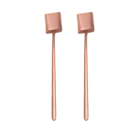 2 PCS Stainless Steel Spoon Creative Coffee Spoon Bar Ice Spoon Gold Plated Long Stirring Spoon, Pointed Spoon Silver, Square Spoon Silver, Round Spoon Gold, Pointed Spoon Gold, Square Spoon Gold, Pointed Spoon Rose Gold, Square Spoon Rose Gold