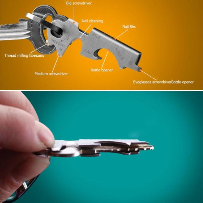 8 in 1 Multitools EDC Stainless Steel Keychain Outdoor Survival Gear Gadget, 8 in 1 (Black), 8 in 1 (Silver)