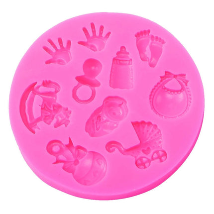 2 PCS Baby Hand Foot Shape DIY Mold Fondant Silicone Cake Chocolate Mold Baking Tool, Foot Shape