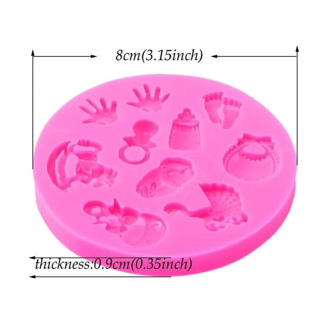 2 PCS Baby Hand Foot Shape DIY Mold Fondant Silicone Cake Chocolate Mold Baking Tool, Foot Shape