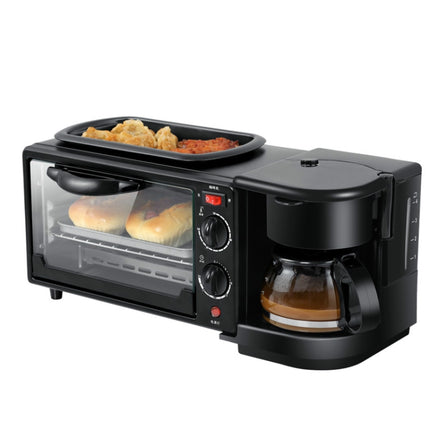 3 in 1 Electric Breakfast Machine Multifunction Coffee Maker + Frying Pan + Mini Oven  Household Bread Pizza Oven, 3 in 1 Multifunction Coffee Maker