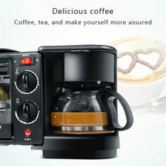 3 in 1 Electric Breakfast Machine Multifunction Coffee Maker + Frying Pan + Mini Oven  Household Bread Pizza Oven