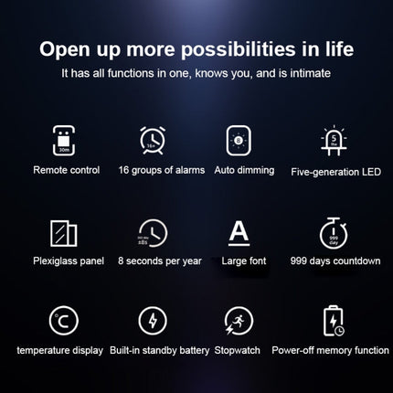 Creative Wall Clock Alarm Clock Simple Remote Control Perpetual Calendar Electronic Clock US Plug, Single-sided Remote Control