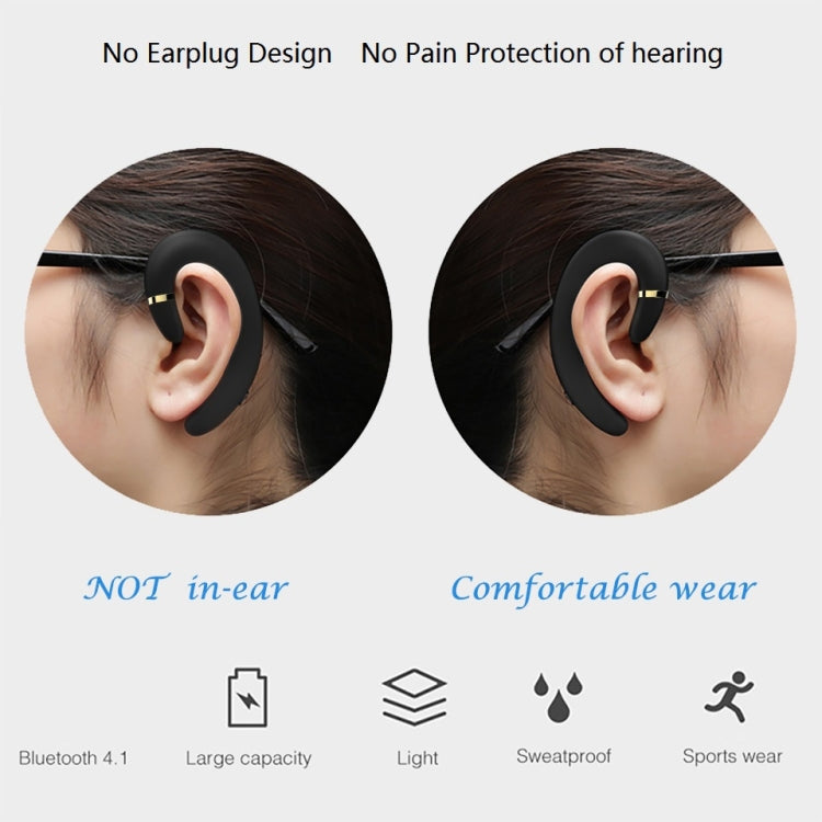 ET Bluetooth Earphone Wireless Headset Handsfree Ear Hook Waterproof Noise Reduction Earphone with Mic for Android IPhone