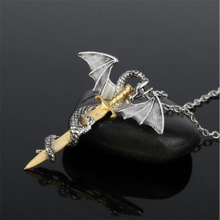 Luminous Jewelry Dragon Sword Pendant Necklace Dark Anime Necklace