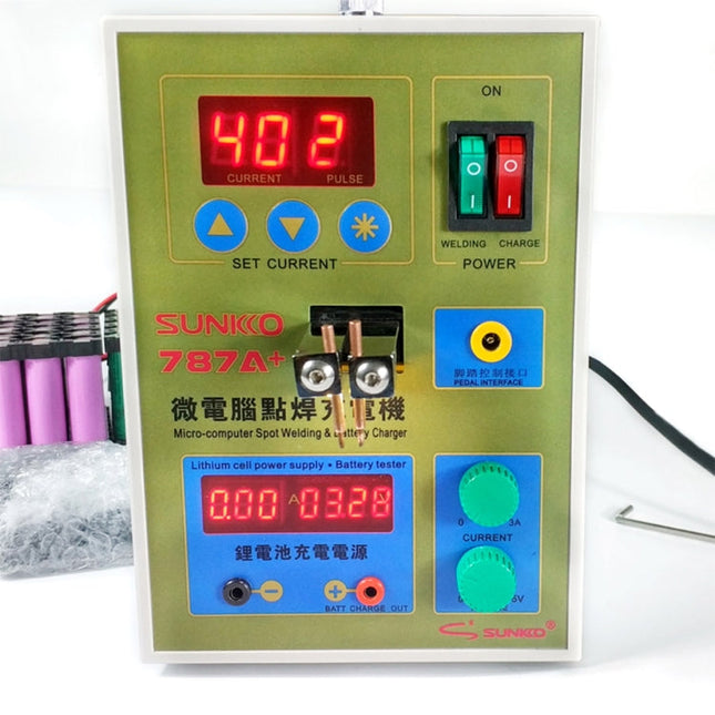 SUKKO LED Pulse Battery Spot Welder + Spot Welding Machine Micro-computer Micro Welding with LED Light+Battery Clamp, 220V EU Plug