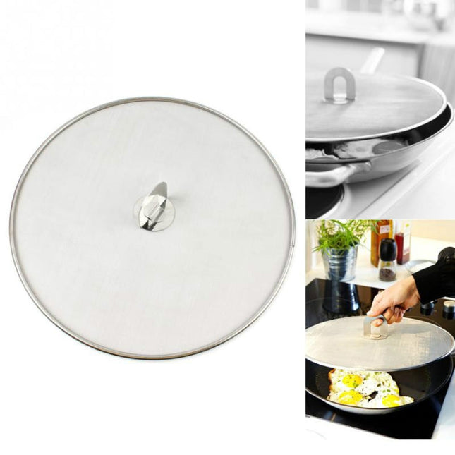Stainless Steel Oil Proof Cover Fried Oil Splash Proof Net Cover Pizza Tray Kitchen Gadget