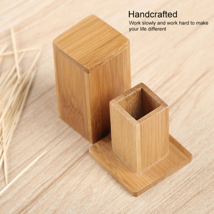 2 PCS Natural Bamboo Toothpick Box Square Restaurant Hotel Toothpick Can with Lid, Bamboo Toothpick Box