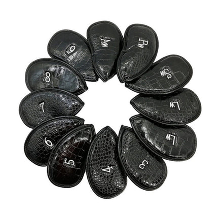 12 in 1 PU Leather Golf Club Cap Set, Black Litchi Texture