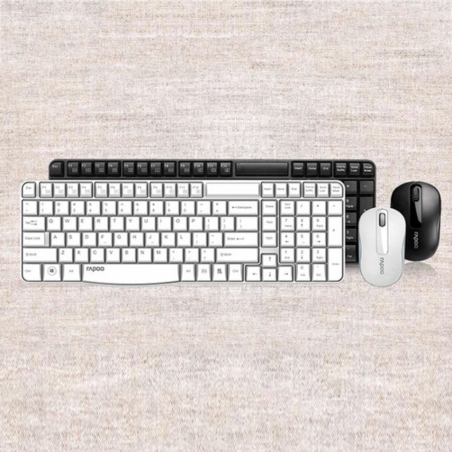 Rapoo X1800S 2.4GHz Wireless Keyboard and Mouse Set, Black, White
