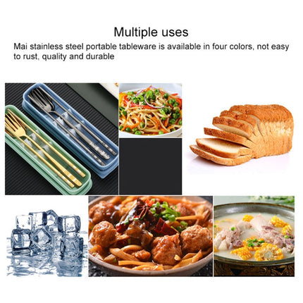 Stainless Steel Tableware Student Office Worker Portable Tableware Set, 2 PCS / Set Silver, 3 PCS / Set Silver, 2 PCS / Set Gold, 3 PCS / Set Gold, 2 PCS / Set Rose Gold, 3 PCS / Set Rose Gold, 2 PCS / Set Black, 3 PCS / Set Black